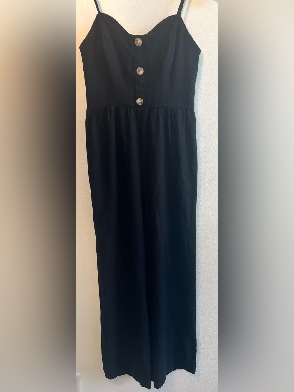Copper Key Black Jumpsuit with Button Front